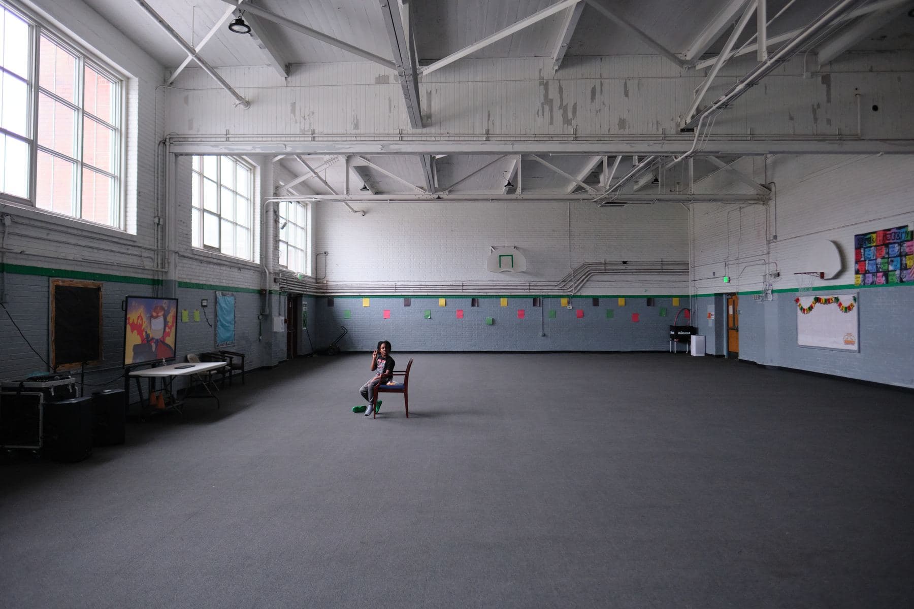 An empty school gym